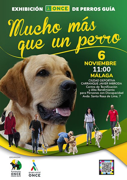 Cartel exhibición perros guía en Málaga